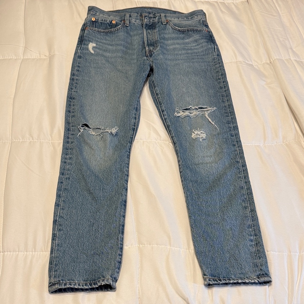 Levi's Women's High Rise Blue Ripped Jeans